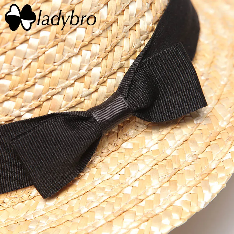 Женская соломенная шляпа Ladybro повседневная брендовая классическая с бантом от