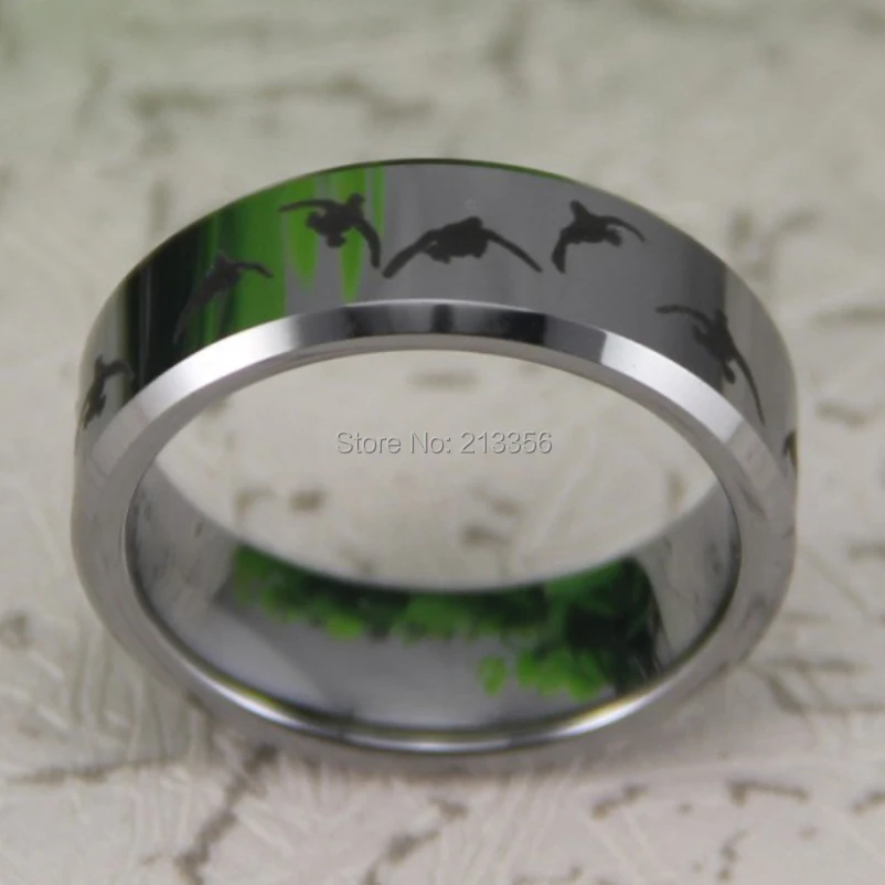 8MM Silver Beveled Duck Hunting Lord Men's Fashion Tungsten Wedding Ring image 4