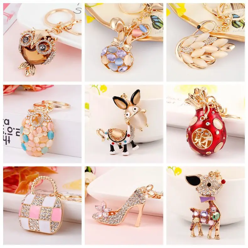 Блестящие стразы хрустальные брелки в виде животных автомобильные аксессуары