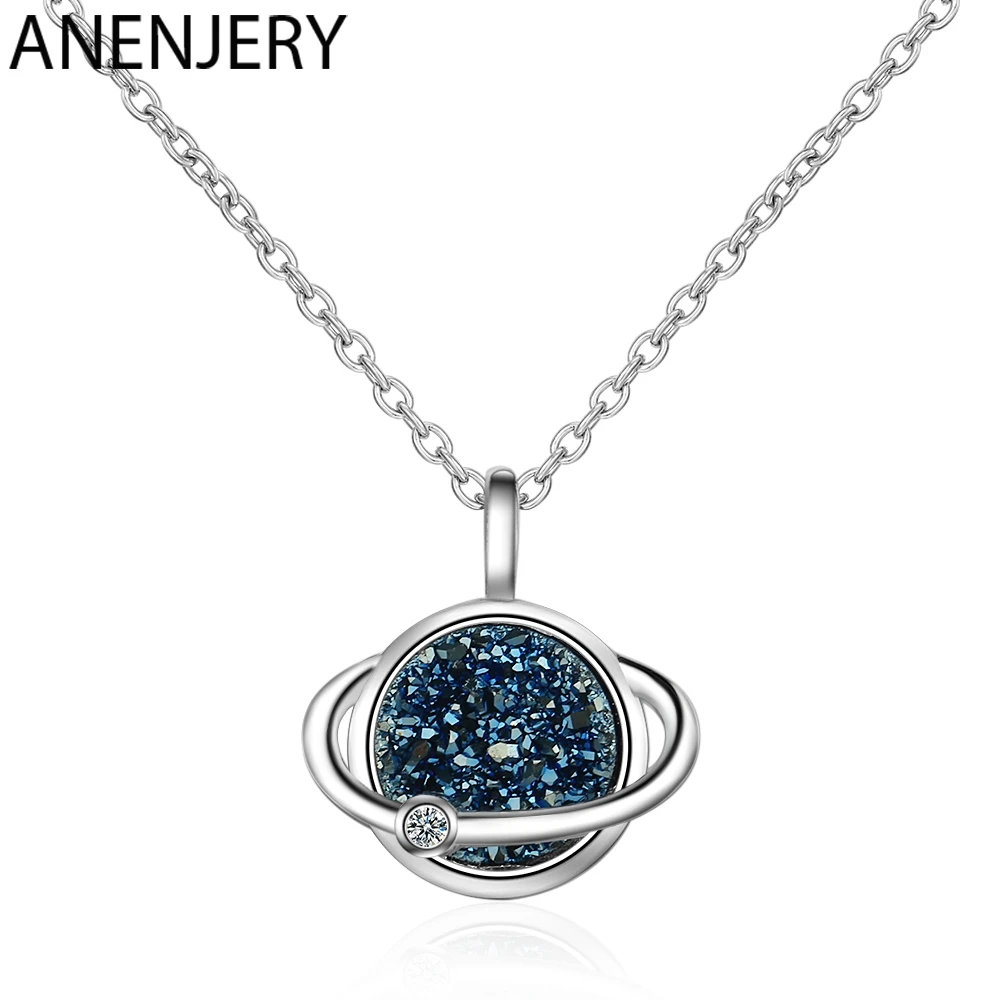 ANENJERY, 925 пробы, серебряное ожерелье с изображением планеты, кианит, фрагмент, звезда мечты, ожерелье для женщин, цепочка, чокер, S-N375