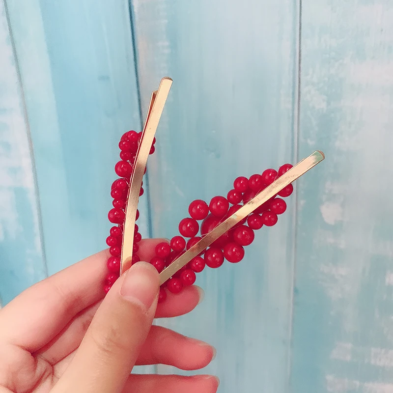 1 шт. модные металлические геометрические красные цветные заколки для волос