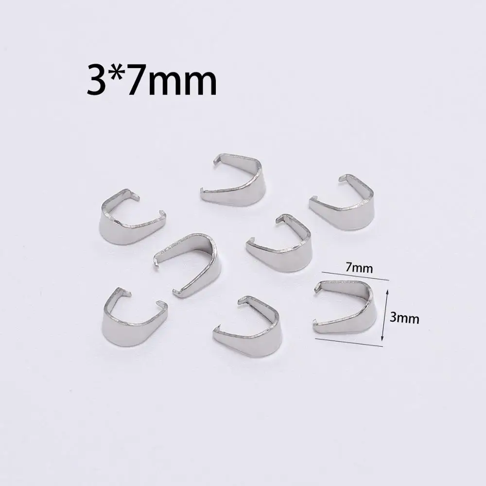 100pcs 3 x 7mm 50/100 шт Нержавеющая сталь Подвеска Pinch Бейл застежками Цепочки и ожерелья, крючки, станок и клипсы разъем для изготовления ювелирных изделий, аксессуары Findings, "сделай сам" - Цвет: 100pcs 3 x 7mm