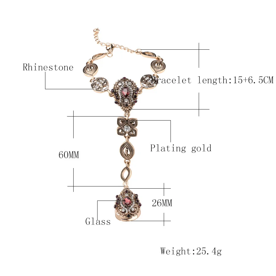 2018 этнический Фиолетовый Камень Кристалл кольцо на палец браслет индийские