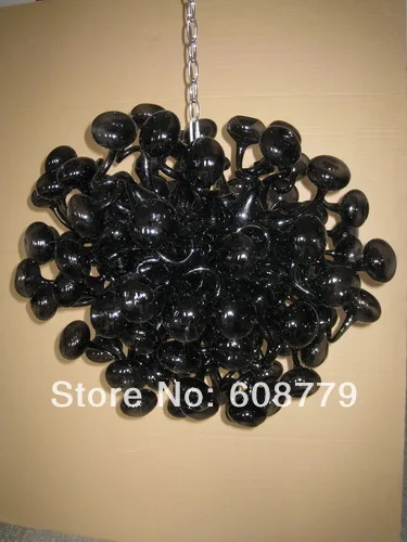 

Free Shipping Delicate Mushroom Murano Lights Blown Glass Black Chandelier