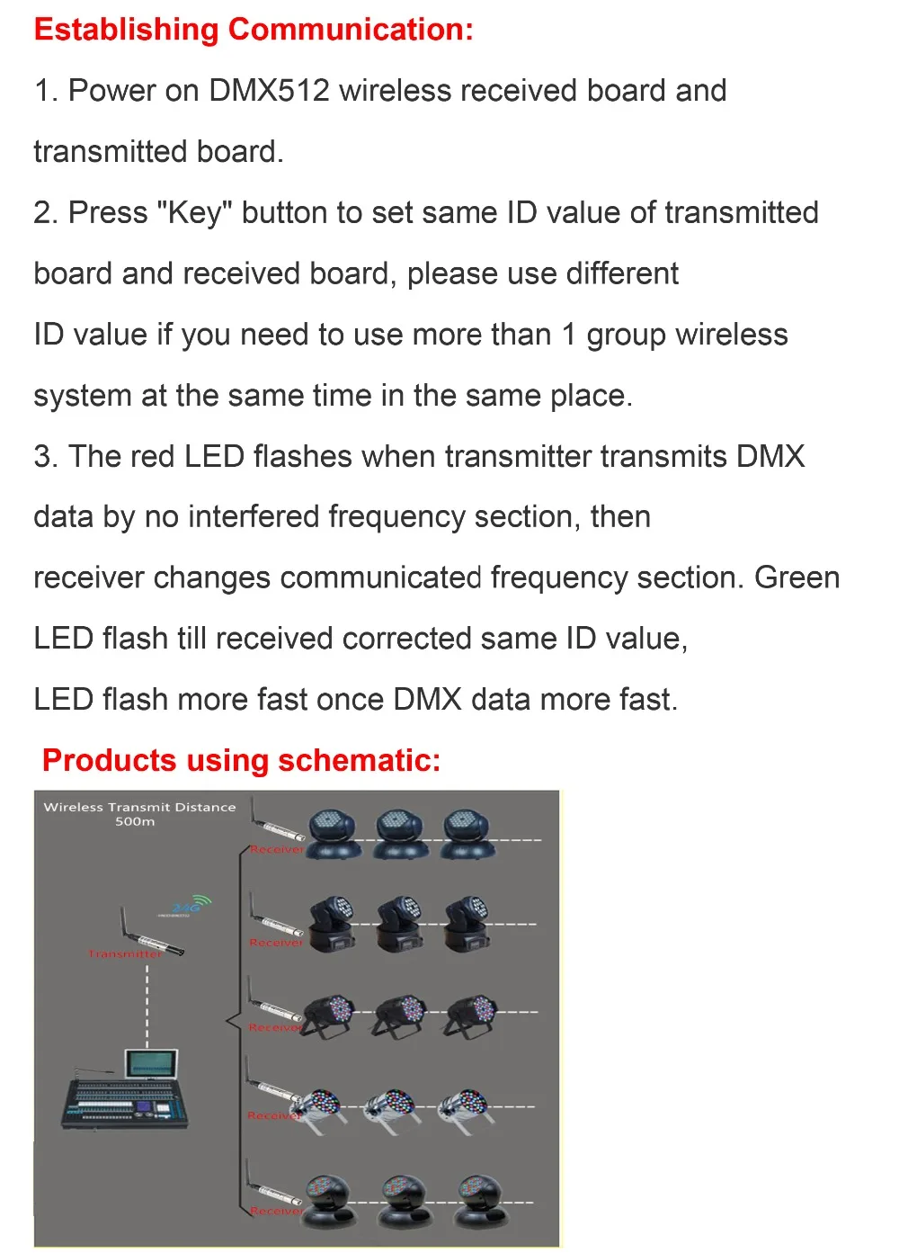 DMX512 Беспроводной системы DFI DMX приемник передатчик 2,4 г светодиодный сценический паритет светодиодный свет 500 м Управление XLR DMX сценический Управление; Применение