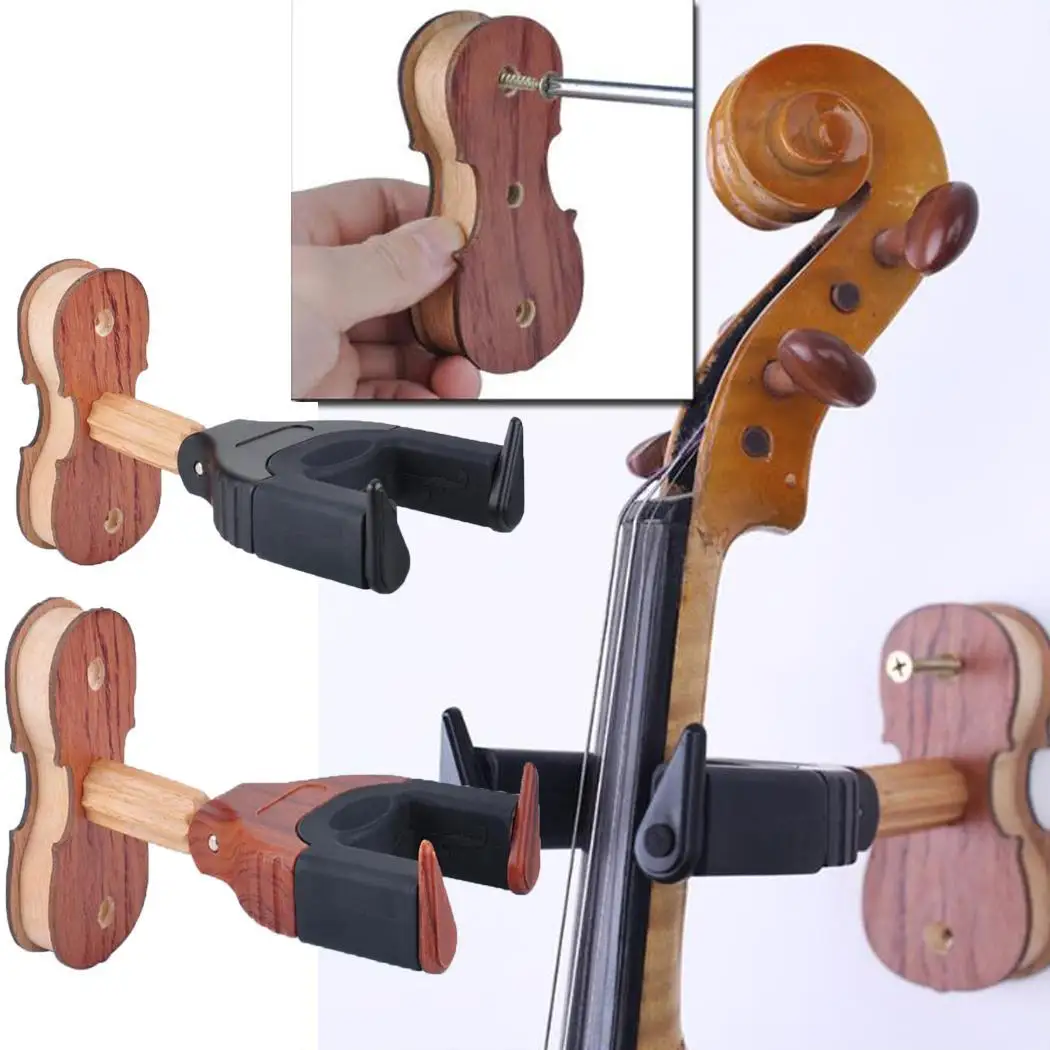Violin Viola Wall Hook Automatic Lock Hanging Frame Shape Musical Instrument Wood Grain Home Store etc. | Спорт и развлечения