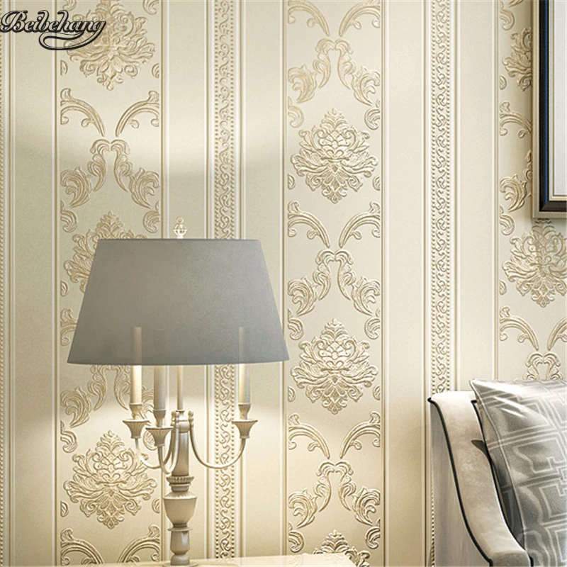 

beibehang non - woven three - dimensional non - woven wallpaper bedroom sofa background wallpaper simple European vertical
