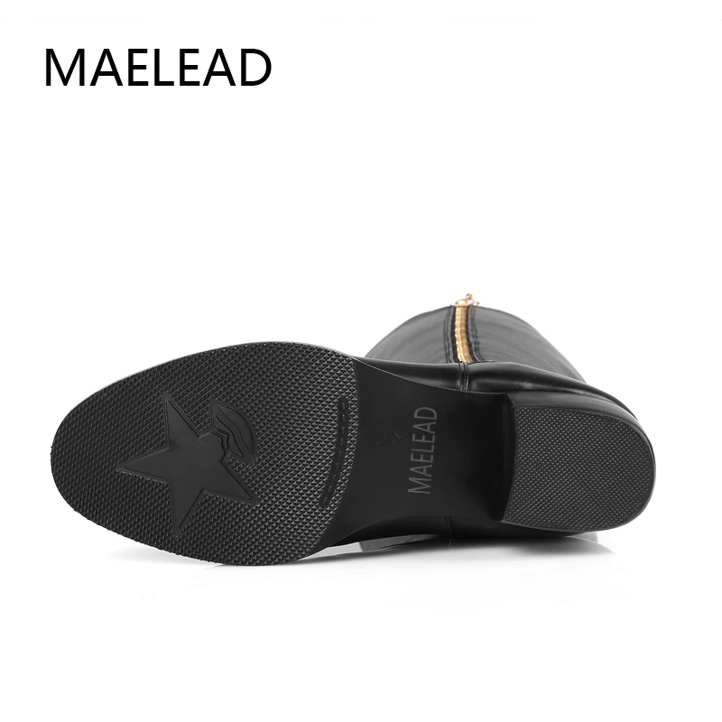 MAELEAD 2018 новый стиль высокие сапоги до колена из натуральной кожи на молнии