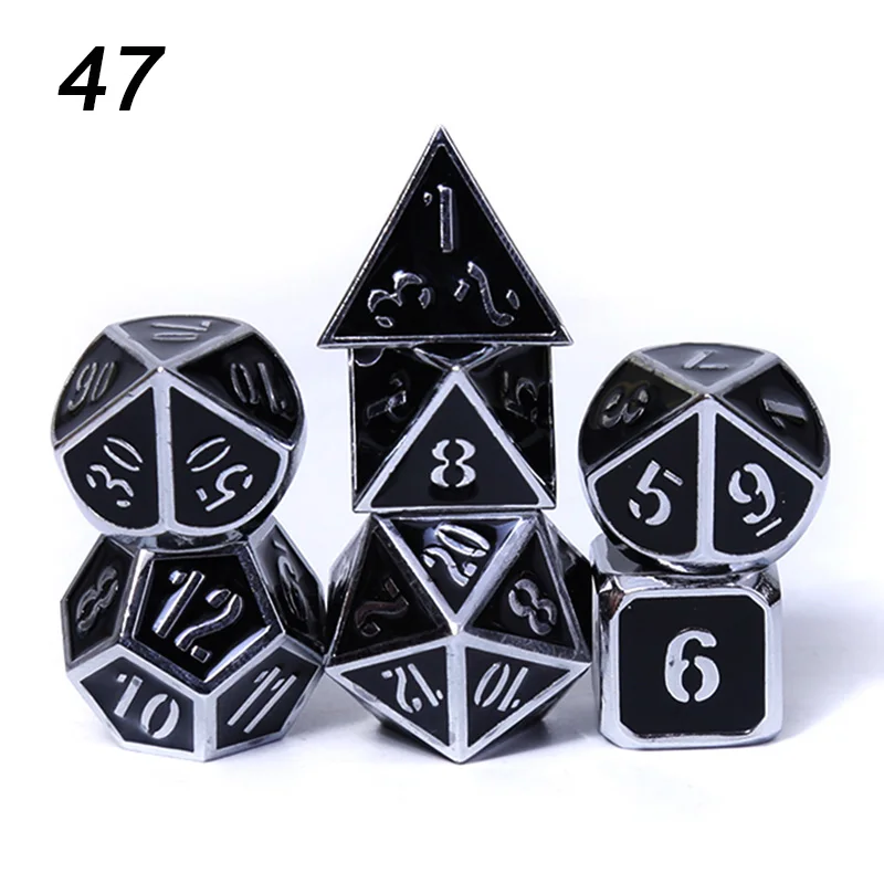 Chengshuo игральные кости DND Металл РГП набор многогранных Подземелья и Драконы d20 10 8 12 настольная игра цинковый сплав Серебристые цифровые кубики узор - Цвет: 47