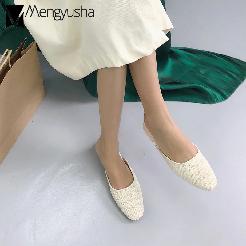Modis pantufla/женские удобные шлепанцы без задника с круглым носком на плоской подошве
