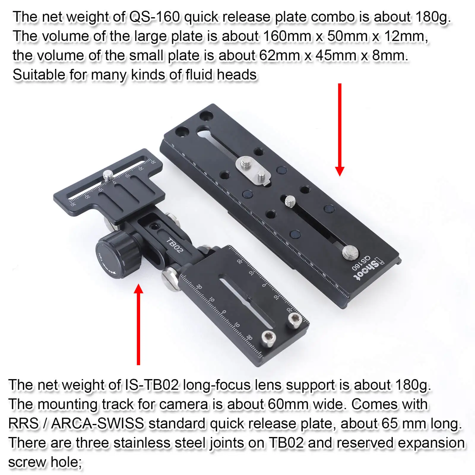 Long Lens Support and Quick Release Plate for Fluid Head Manfrotto 500 700, Sachtler FSB 10/8/6,DV2/8/10SB/12SB,V14/18/ACE XL