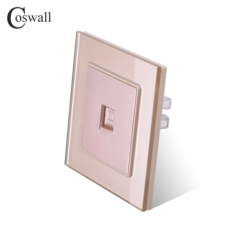 Coswall кристальная стеклянная панель 1 комплект RJ45 Интернет-разъем CAT6 разъем компьютерная розетка настенная розетка для передачи данных