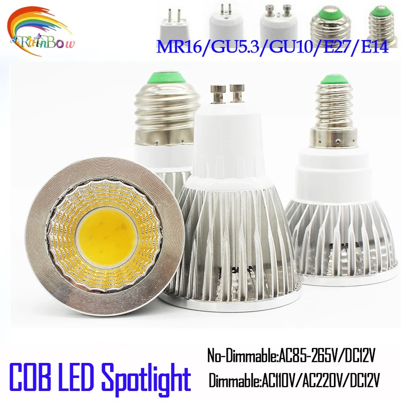 COB Светодиодный прожектор E27 GU10 9 Вт 12 15 220 В 110 лампада LED диммируемая Светодиодная