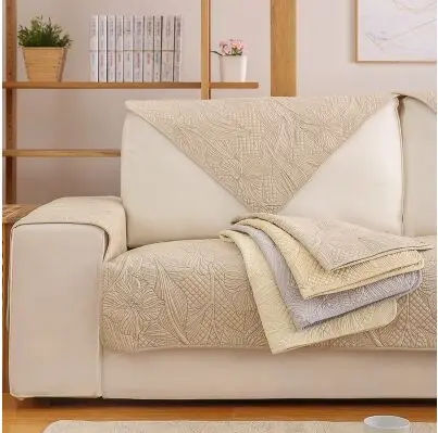 Bflower light coffee Двусторонняя хлопковая подушка для дивана 3D Цветочный узор вышивка sofacover простой современный нескользящий чехол для дивана четыре сезона универсальный - Цвет: Bflower light coffee