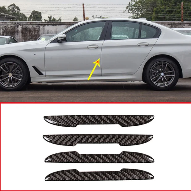 

4 шт. Реальные углеродного волокна двери автомобиля противоскользящая полоса Накладка для BMW для Mercedes benz для всех автомобилей