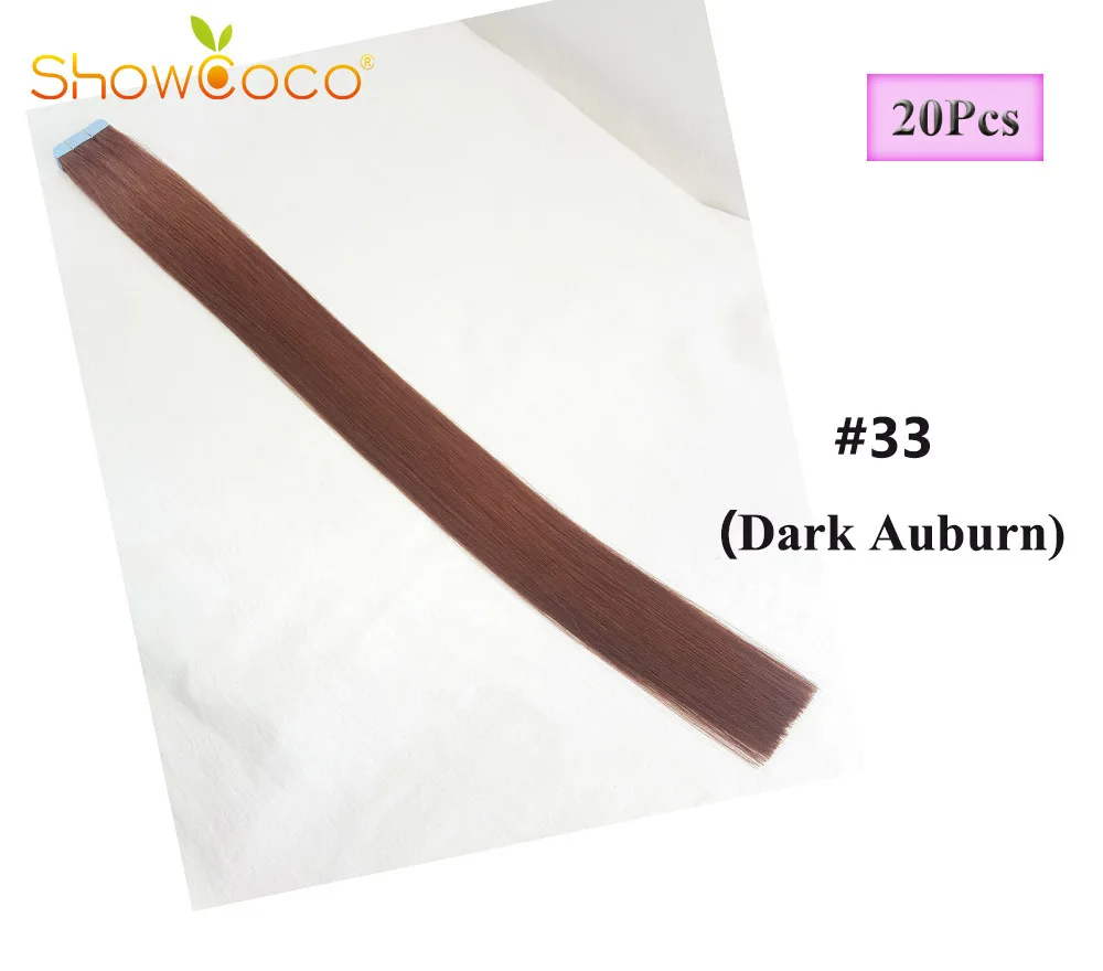 Color 33-20pcs ShowCoco волосы для наращивания на двойной ленте, человеческие волосы премиум класса, роскошные натуральные волосы, невидимая модная лента - Цвет: Color 33-20pcs