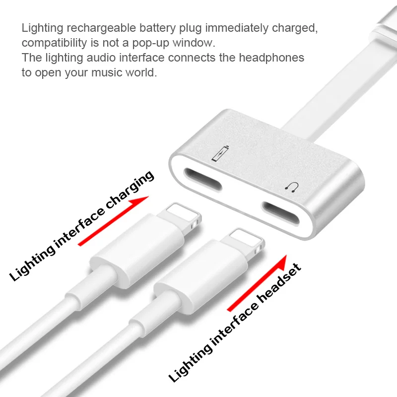 Allvcover 2 in 1 Charging Audio Adapter Converter for Lightning Charger Splitter For iPhone 7 8 Plus X | Мобильные телефоны и
