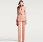 Женский костюм-двойка, розовый пиджак и брюки