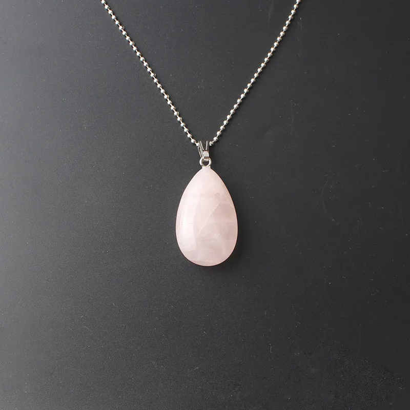 Rose Quartz Натуральная Подвеска из драгоценного камня 42*23 мм подвеска в форме капли воды розовый кварц желтый тигровый глаз красный агат камень подвески ювелирные изделия - Цвет камня: Rose Quartz