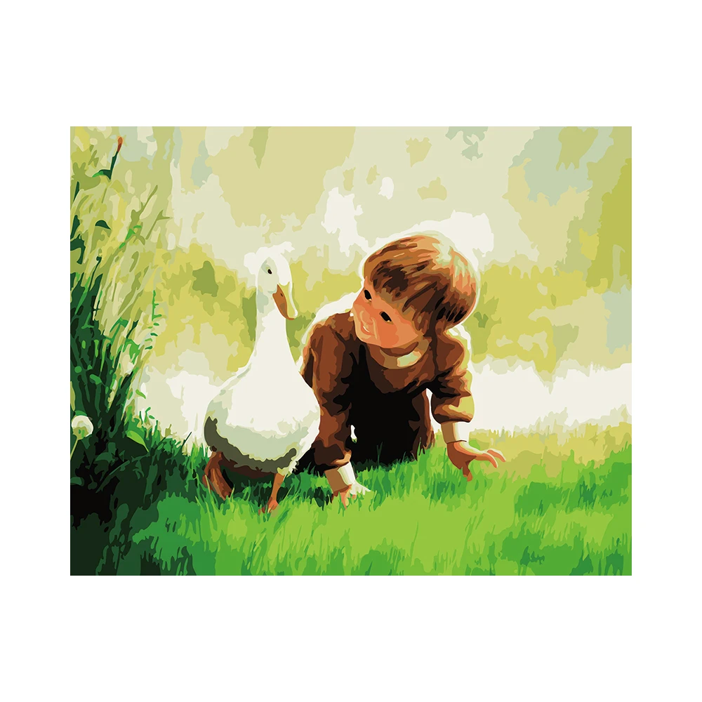 Diy Цифровая живопись по номерам на холсте мальчик утка абстрактной Картина