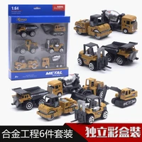 6pcsset alloy mini engineering car model 164 metal diecast engineering toy vehicle car toy dump truck excavator play gift