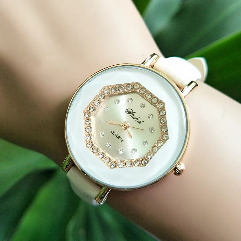 Shshd Octagon модные Баян Saat кожа круглый relogios femininos большой лицо аналогичные Rhinestone Montre