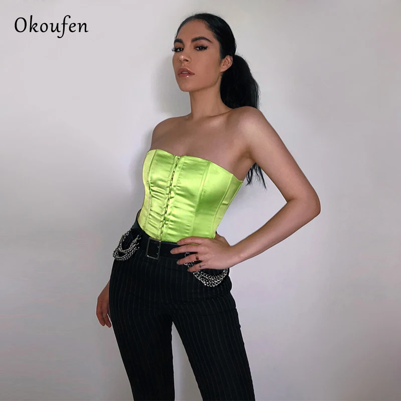 Okoufen Флуоресцентный цвет 2019 новые модные сексуальные фитнес повязки пластиковые