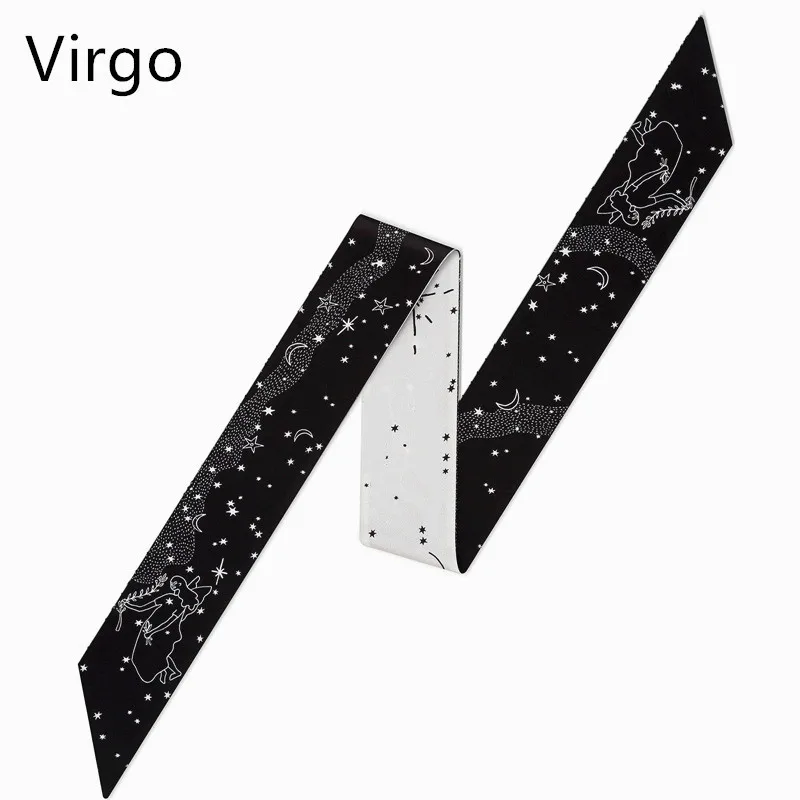 Virgo 12 созвездий серия Таро дизайн печати женский шелковый шарф модный головной маленький галстук связать обернуть мешок ленты волосы шарфы - Цвет: Virgo