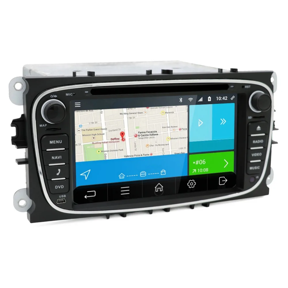 2 din автомагнитола gps Android 7,1 автомобильный DVD для Ford Focus 2 Mondeo C-max S max Galaxy с Wifi 3g BT аудио Радио стерео головное устройство