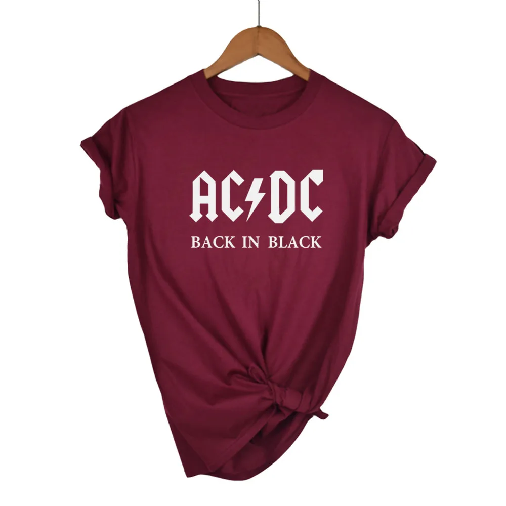 2019 новая harajuku AC/DC черная группа рок футболка Женские футболки acdc принт