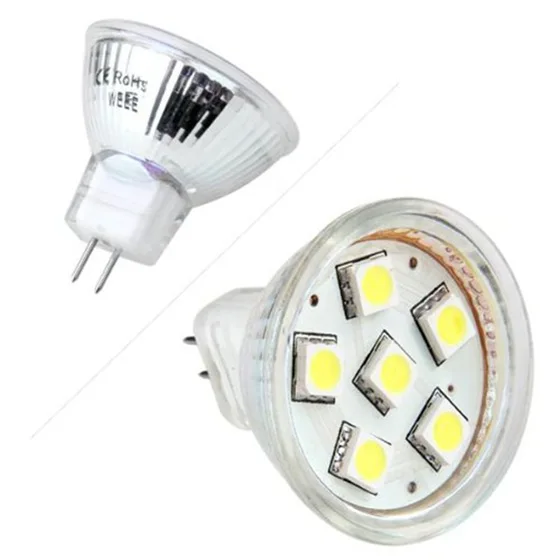 GU4 MR11 DC 12V 6 SMD 5050 Светодиодная лампа 6000 K белый|Светильники| |
