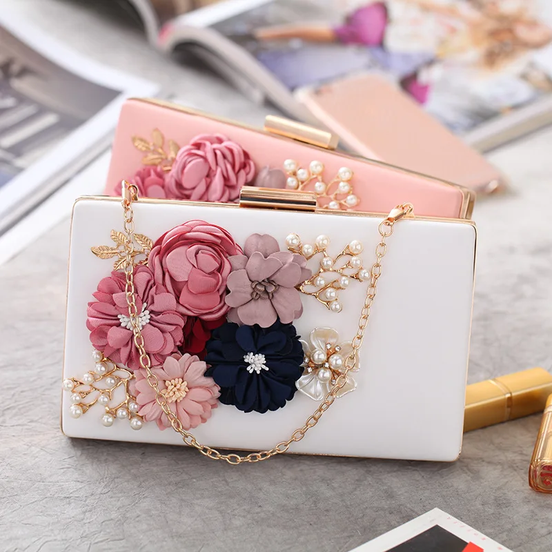 Sekusa PU модные женские туфли вечерняя сумочка; BS010 цветок из бисера маленький день сцепления вечерняя сумочка; BS010 с цепью плеча Сумки