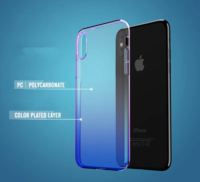 Градиент Цвет ТПУ мягкий чехол для мобильного телефона iPhone X 8 7 6 плюс Чехол