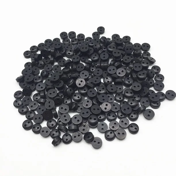 Black 250 шт 20 цветов мини 6 мм круглые полимерные кнопки для кукол мягкие игрушки одежда 2 отверстия Швейные аксессуары украшения для скрапбукинга - Цвет: Black