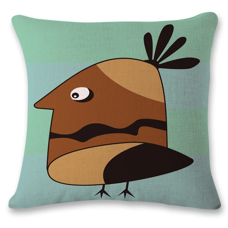 2019 New Cartoon cute bird Owl parrot office chair lumbar support pillow photo customized custom printed linen pillowcase | Дом и сад