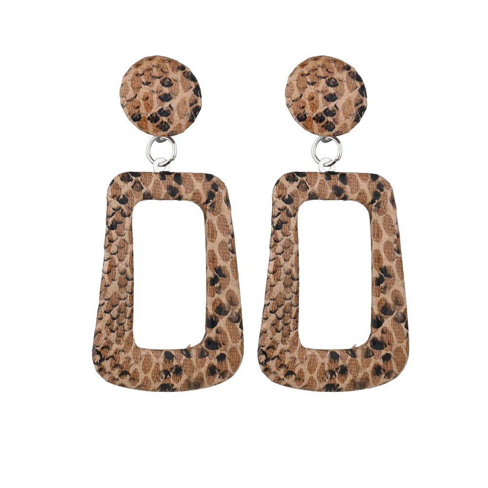 Женские серьги MissCyCy Boho леопардовые геометрические из искусственной кожи