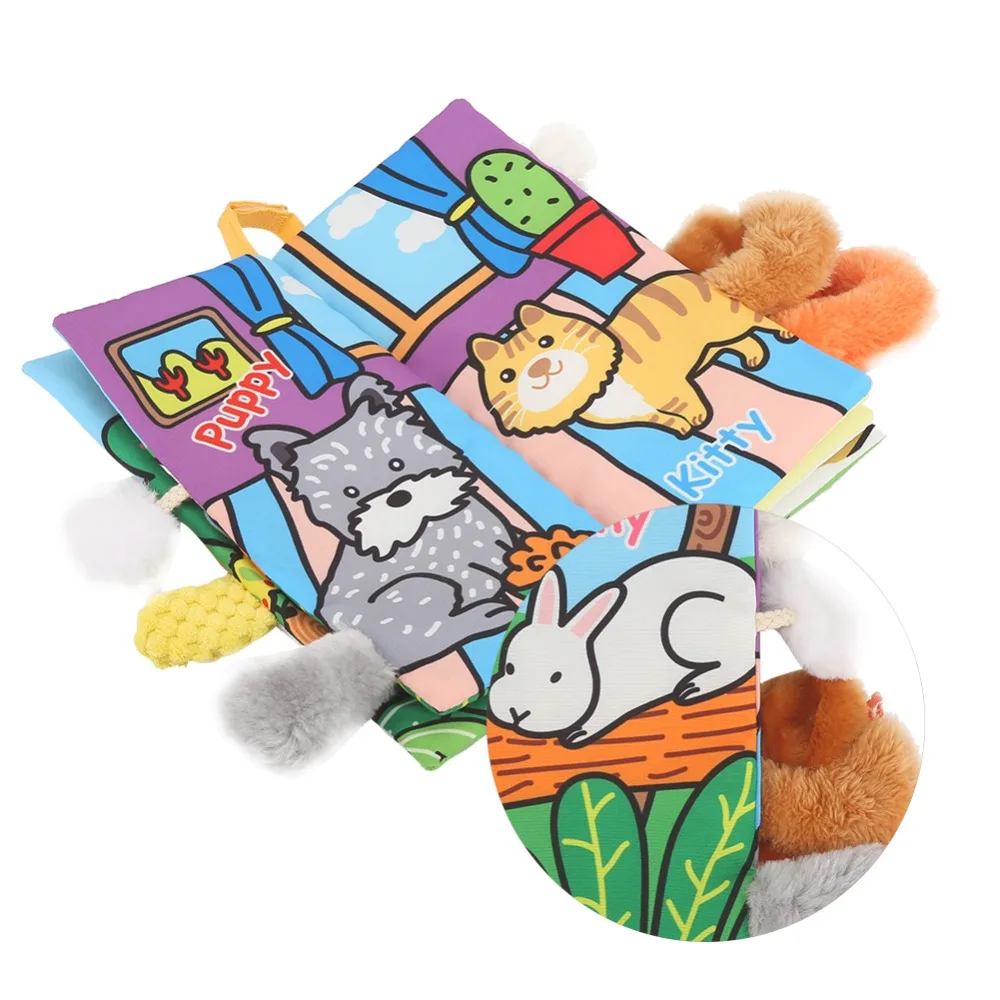 Книга из мягкой ткани для малышей инкрустированная 3D тканевая книга с хвостом