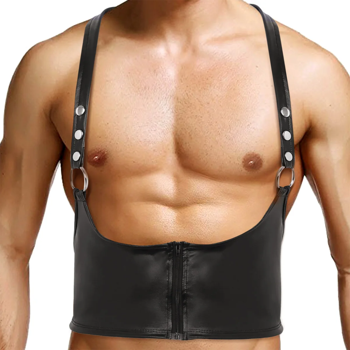 

Harness Mens Lingerie Leather Body Chest Harness Bondage Gay Homme SexCostume with Metal O-rings Hot Sexy Male Chest Harness