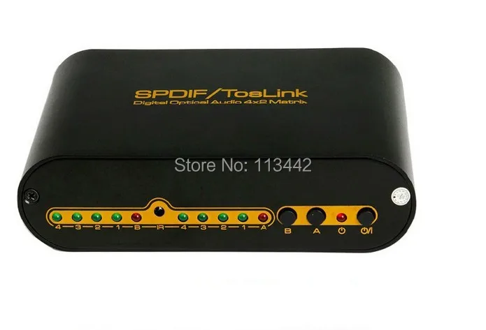 Spdif / Toslink Optical Digital Audio 4x2 True Matrix Switch with Remote Control up to 40m |