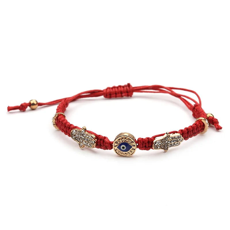 

Hamsa Hand Blue Evil Eye Charms Red Rope String Braided Handmade Bracelet For Women Adjustable Length