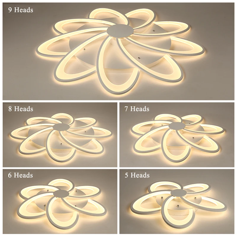 

Modern LED Chandelier Lights for Home Living Room Dining Kitchen Bedroom Creative White Hanging Ceiling Lamp With Remote Control