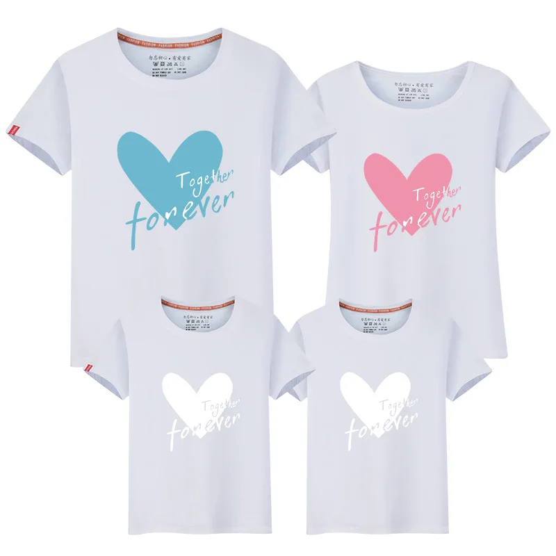 Отец и мать мальчиков девочек комплекты одежды с милым принтом &quotВместе