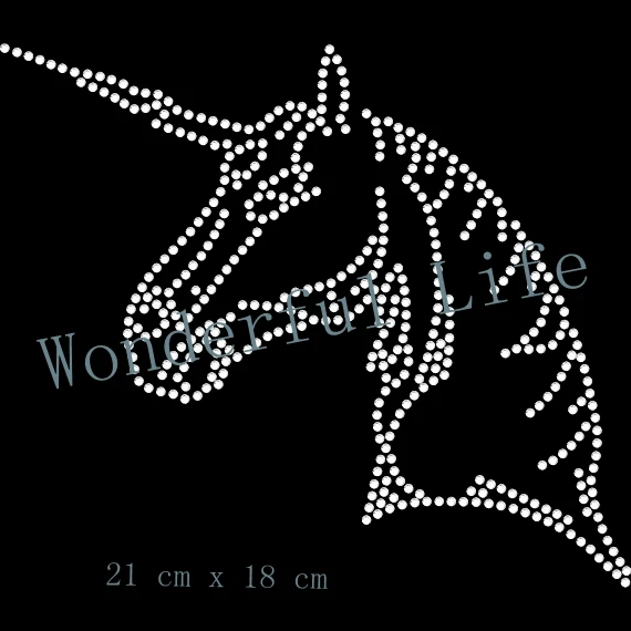 Бесплатная доставка Единорог головы железа на стразы передачи|iron on rhinestone|iron