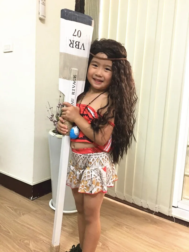 Девушки Дети Принцесса cosplay косплей парик Длинные афро кудрявые Кудрявые Волнистые парики Моана ваялики парик для косплея