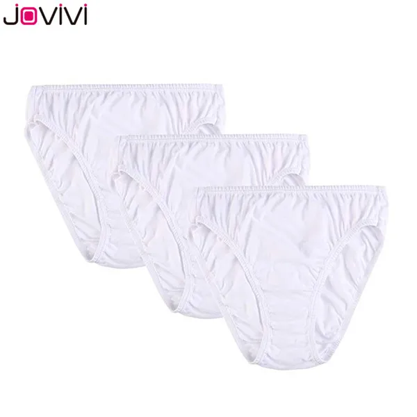 3pcs White Same Size Jovivi, новинка, 3 шт./упаковка, женские, дамские, размера плюс, удобные, короткие трусики, нижнее белье, трусики, есть 6 цветов на выбор - Цвет: 3pcs White Same Size