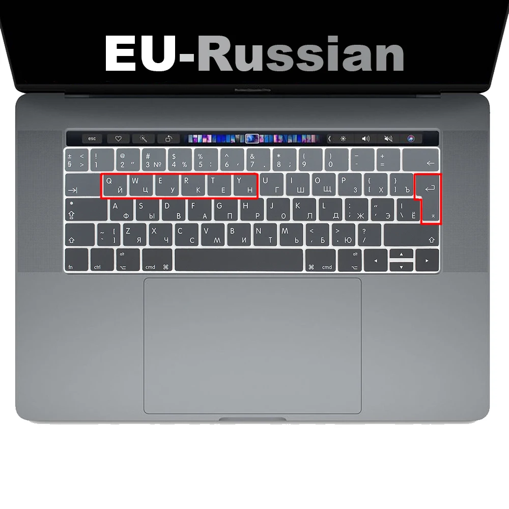 Русская клавиатура чехол Защитная пленка для нового Macbook Pro 13 15 с сенсорной панелью модель A1706/A1989 A1707 A2159 A1990 EU