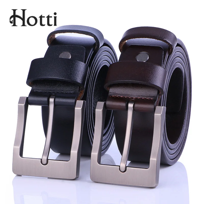 Мужской ремень из натуральной воловьей кожи с классической винтажной пряжкой |