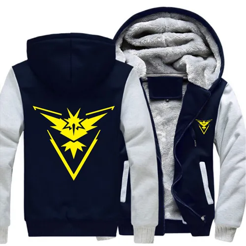 Размер США для мужчин толстовки с капюшоном команда Покемон Valor Team Mystic Team Instinct Косплей куртка толстовки утепленная толстовка на молнии - Цвет: 3