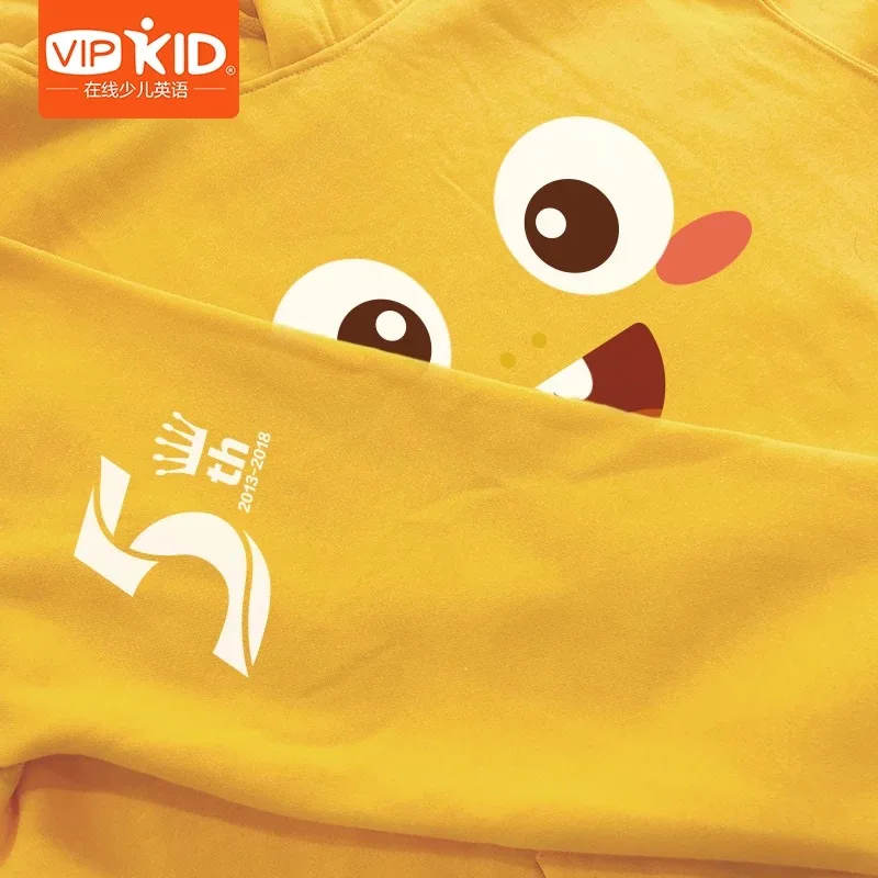 5th Anniversary Parent-child Hoodie Men and Women VIPKID x Dino 100% Cotton Autumn Thick | Мать и ребенок