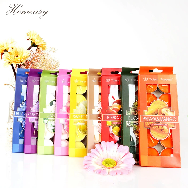 10 шт./лот ароматические свечи 8 ароматов розы/лаванды/жасмина/ванили день